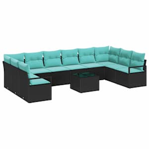 Set pohovek s polštářem 11 pcs Černá polyratan - obrázek 2