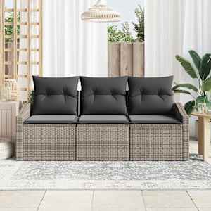 Set pohovek s polštářem 3 pcs Šedá polyratan - obrázek 3