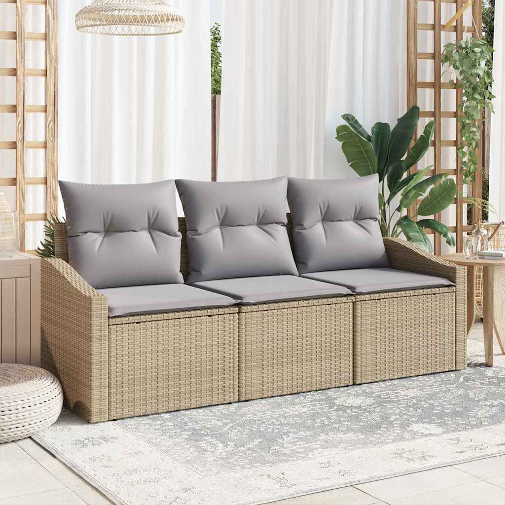 3-delers have sofa sæt med puder beige poly rattan