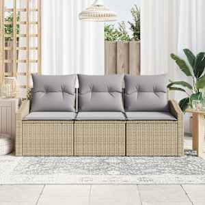 Set pohovek s polštářem 3 pcs Béžová polyratan - obrázek 3