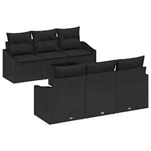 Set pohovek s polštářem s polštářem 7 pcs Černá polyratan - obrázek 2