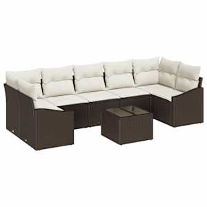 Set pohovek Hnědá a krémová 55 x 55 x 37 cm polyratan - obrázek 2