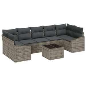 Set pohovek s polštářem Šedá 55 x 55 x 37 cm polyratan - obrázek 2