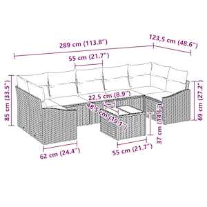 Set pohovek Béžová a krémová 55 x 55 x 37 cm polyratan - obrázek 9
