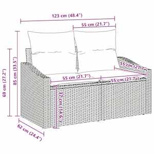 Set pohovek Béžová a krémová 55 x 55 x 37 cm polyratan - obrázek 11