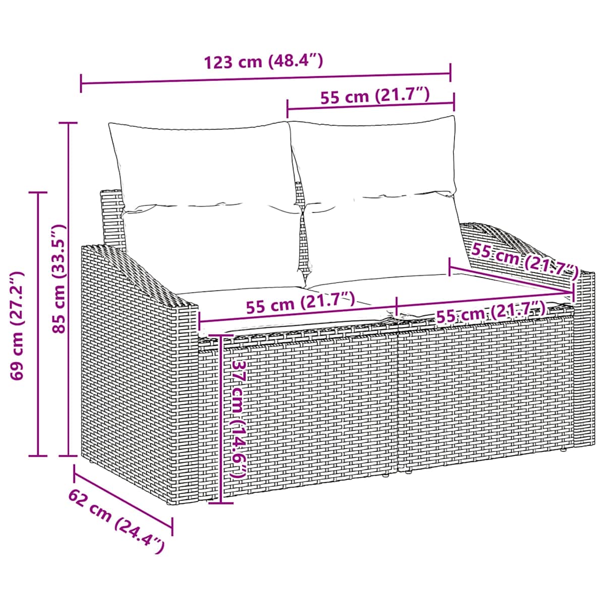 Sofa Sæt 8 stk. 7-Antal sæder polyrattan - Billede 11