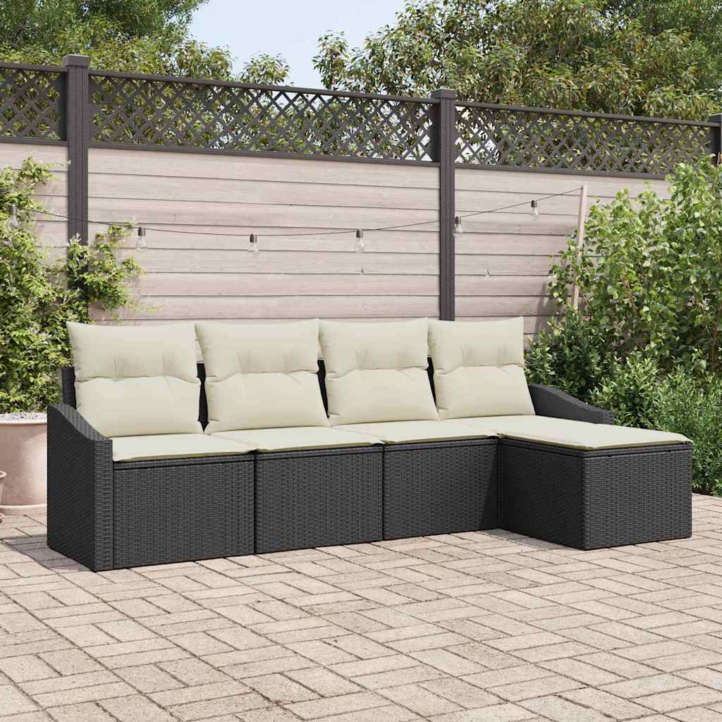 5 Styk Have Sofa Sæt med Puder Sort Poly Rattan