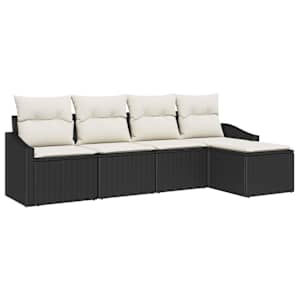 Set pohovek s polštářem 5 pcs Černá polyratan - obrázek 2