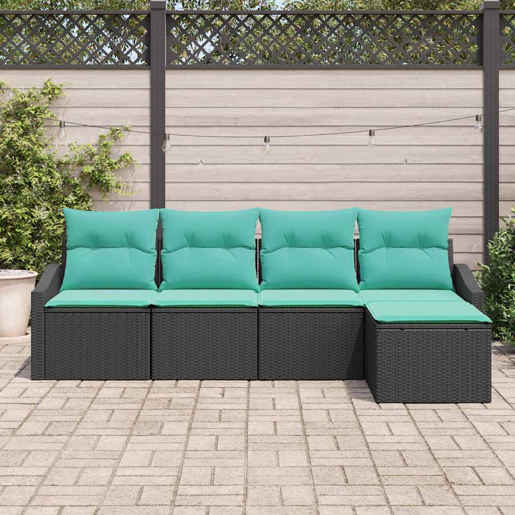 Kavčna garnitura z blazino 5 pcs Črna poli ratan - slika 3