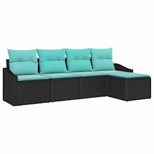 Set pohovek s polštářem 5 pcs Černá polyratan - obrázek 2