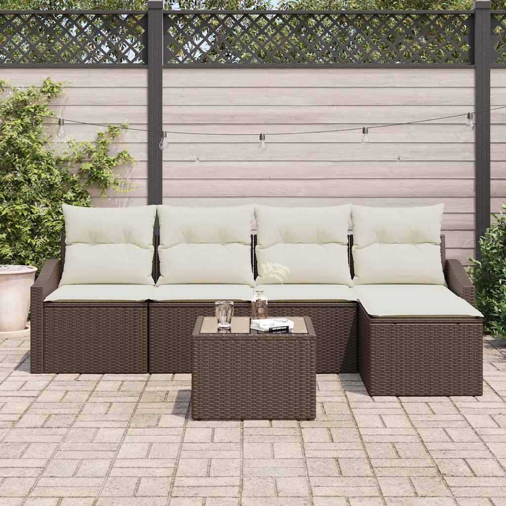 vidaXL 8-delige tuinset met kussens in grijs van poly rattan.