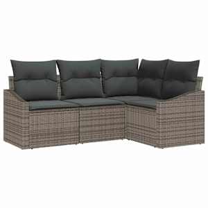 Set pohovek s polštářem 4 pcs Šedá polyratan - obrázek 2