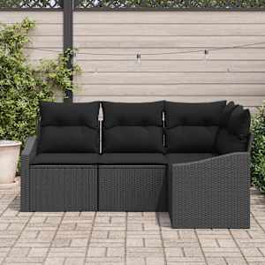 Set pohovek s polštářem 4 pcs Černá polyratan - obrázek 3