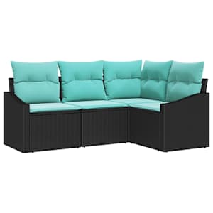 Set pohovek s polštářem 4 pcs Černá polyratan - obrázek 2