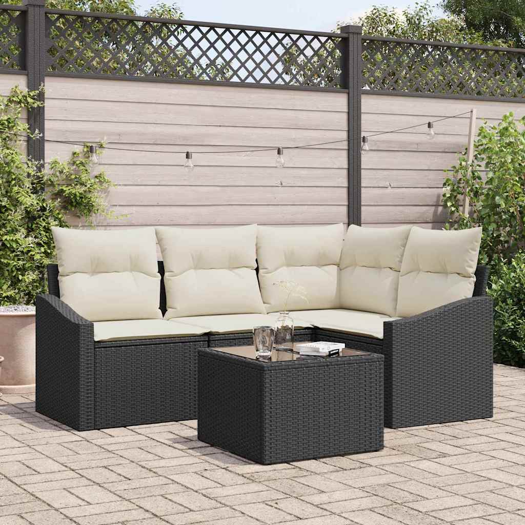 4 Stykke Have Sofa Sæt Med Puder Brun Poly Rattan