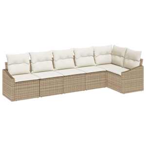 Set pohovek s polštářem 6 pcs Béžová polyratan - obrázek 2