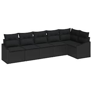 Set pohovek s polštářem 6 pcs Černá polyratan - obrázek 2