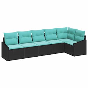 Set pohovek s polštářem 6 pcs Černá polyratan - obrázek 2
