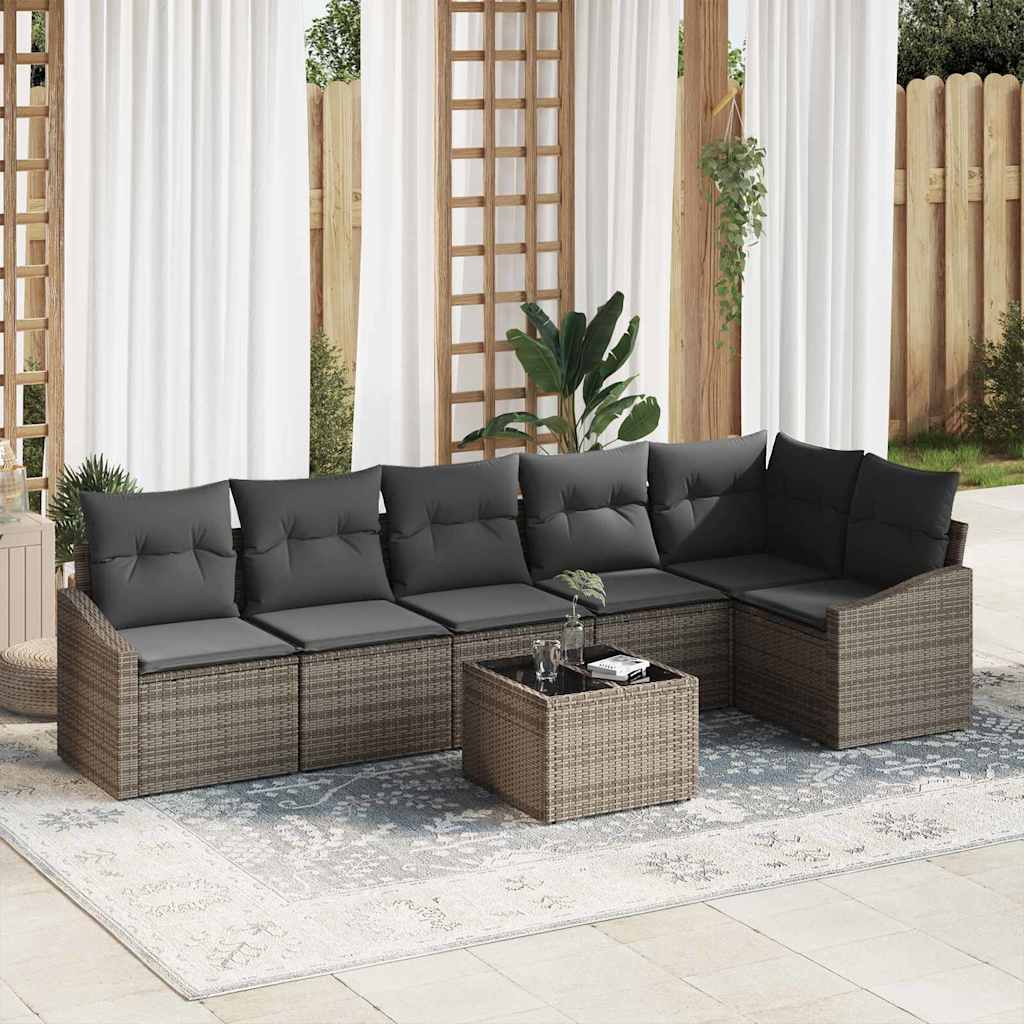 6-tlg. Garten-Sofagarnitur mit Kissen Schwarz Poly Rattan
