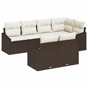 Set pohovek s polštářem 7 pcs Hnědá polyratan - obrázek 2