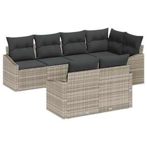 Set pohovek s polštářem 7 pcs Světle šedá polyratan - obrázek 2