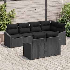 Set pohovek s polštářem 7 pcs Černá polyratan - obrázek 3