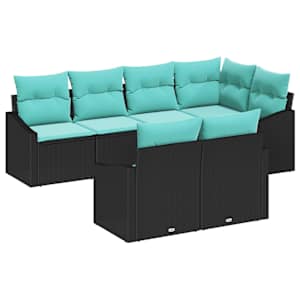 Set pohovek s polštářem 7 pcs Černá polyratan - obrázek 2