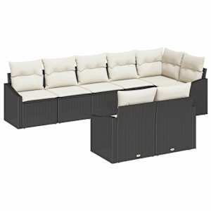 Set pohovek s polštářem 8 pcs Černá polyratan - obrázek 2