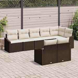 Set pohovek s polštářem 8 pcs Hnědá polyratan - obrázek 3