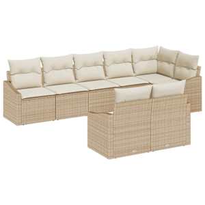 Set pohovek s polštářem 8 pcs Béžová polyratan - obrázek 2
