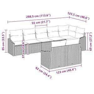 Set pohovek s polštářem 8 pcs Béžová polyratan - obrázek 8
