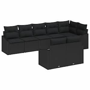 Set pohovek s polštářem 8 pcs Černá polyratan - obrázek 2