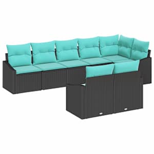 Set pohovek s polštářem 8 pcs Černá polyratan - obrázek 2