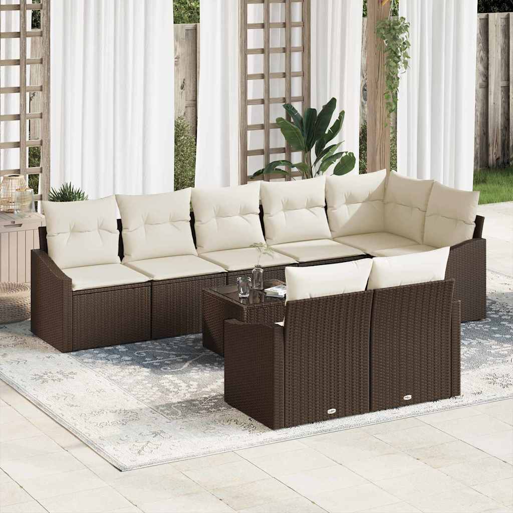 Have Sofa Sæt Sæt af 9 Beige, Brun Polyrattan, Polyester