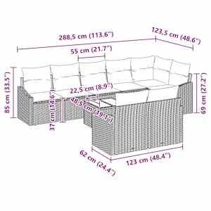 Set pohovek s polštářem 9 pcs Béžová polyratan - obrázek 9