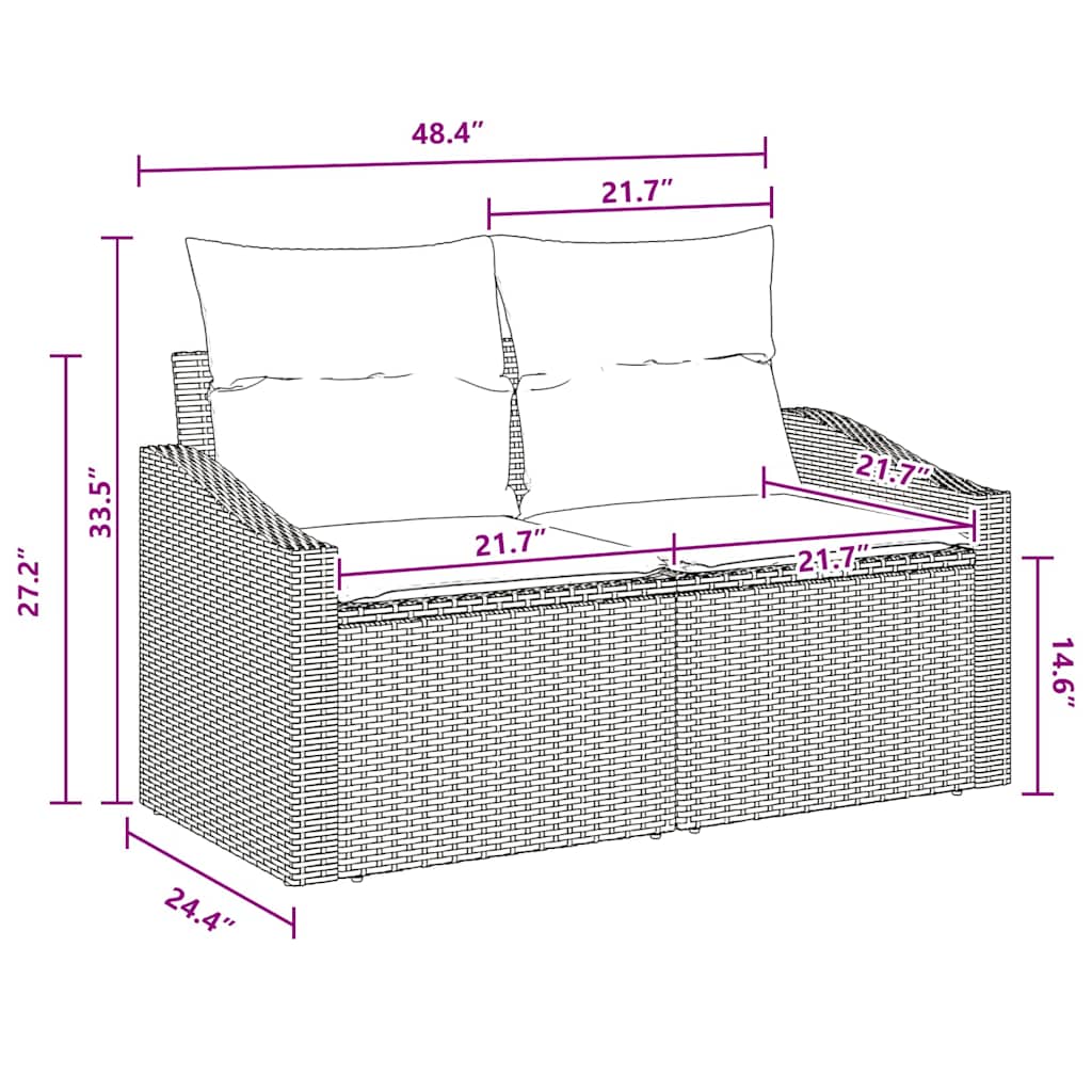 Garden Sofa Set Poly rattan Outdoor suitable for Seat Modular Couch Terrace Loun - Picture 24 of 42