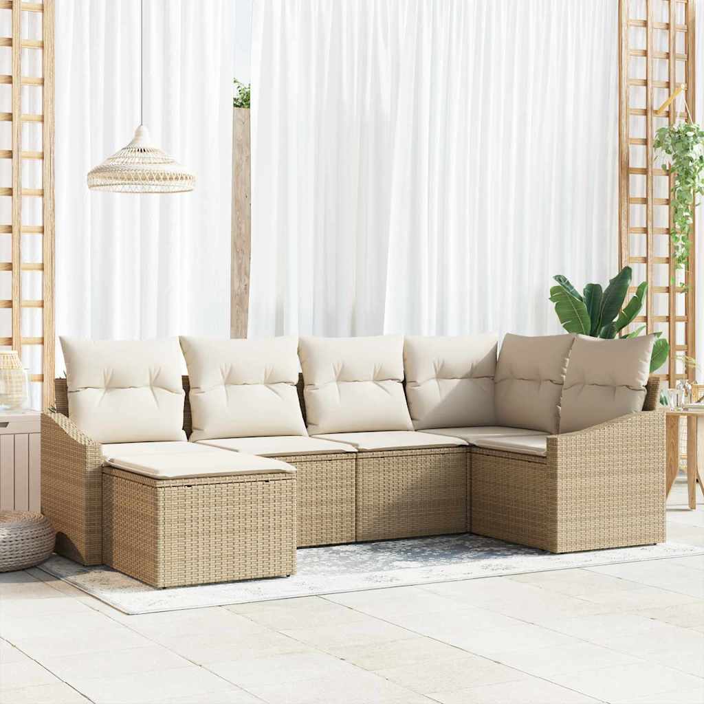 6-delers have sofa sæt med puder Beige Poly Rattan