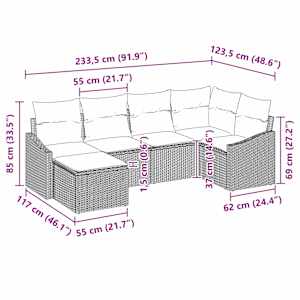 Set pohovek s polštářem 6 pcs Béžová polyratan - obrázek 9