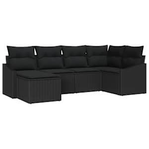 Set pohovek s polštářem 6 pcs Černá polyratan - obrázek 2