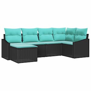Set pohovek s polštářem 6 pcs Černá polyratan - obrázek 2