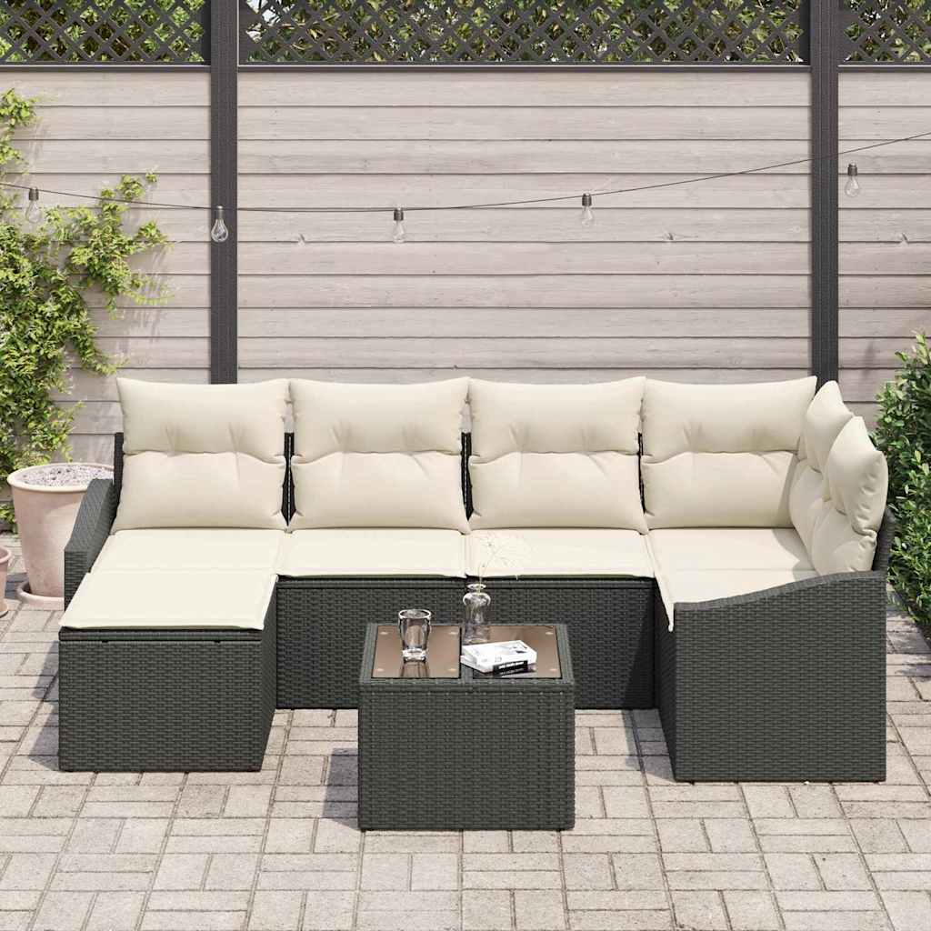vidaXL 6-delige tuinset met kussens in bruin poly rattan
