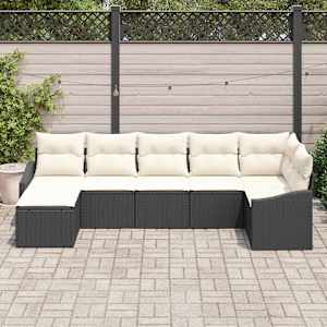 Set pohovek s polštářem 7 pcs Černá polyratan - obrázek 3