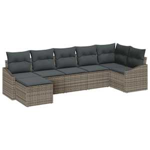 Set pohovek s polštářem 7 pcs Šedá polyratan - obrázek 2