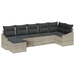 Set pohovek s polštářem 7 pcs Světle šedá polyratan - obrázek 2