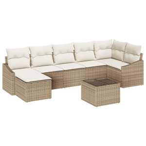 Set pohovek s polštářem 8 pcs Béžová polyratan - obrázek 2