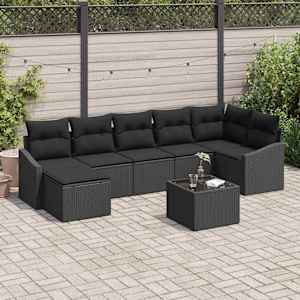 Set pohovek s polštářem 8 pcs Černá polyratan - obrázek 1