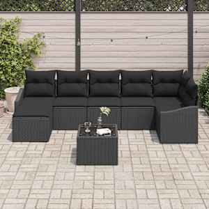 Set pohovek s polštářem 8 pcs Černá polyratan - obrázek 3