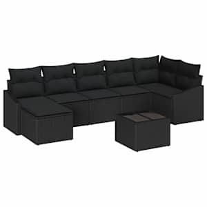 Set pohovek s polštářem 8 pcs Černá polyratan - obrázek 2