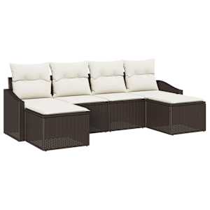 Set pohovek s polštářem 6 pcs Hnědá polyratan - obrázek 2