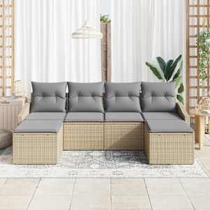 Set pohovek s polštářem 6 pcs Béžová polyratan - obrázek 3
